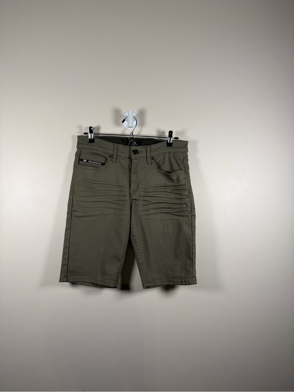 Men's Olive Green Flat Front Stretch Shorts